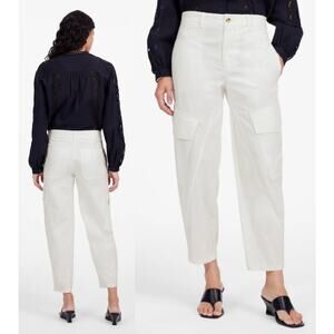 Madewell | NWT The Barrel-Leg Utility Pant in Garment-Dyed Twill in White | Sz 6